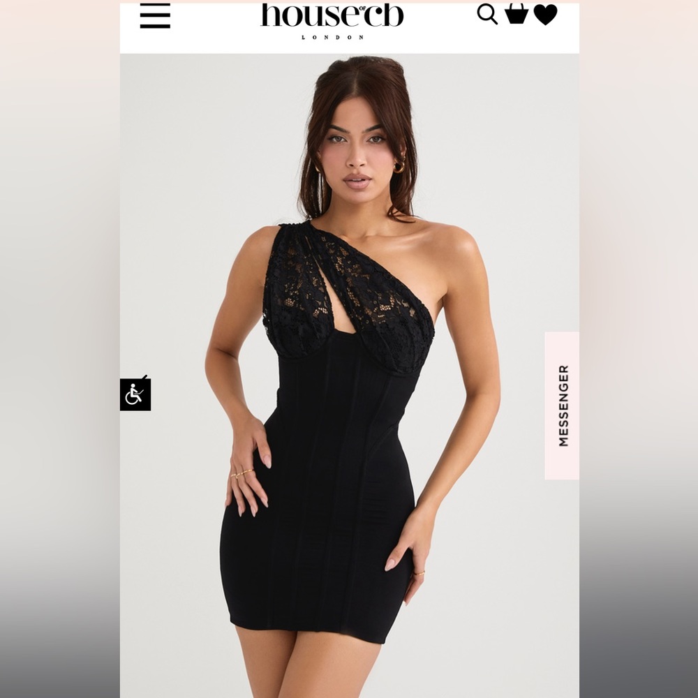 House of CB “LILY” black lace mini dress